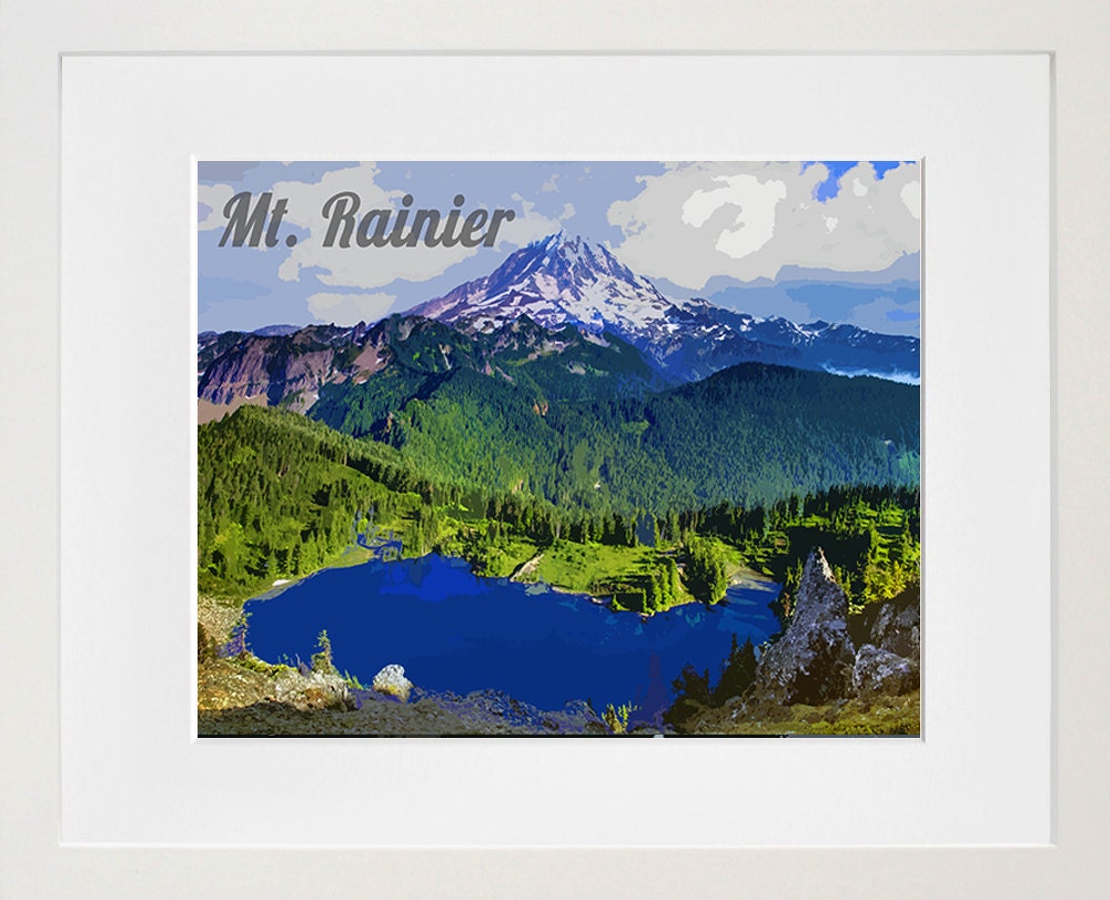 Mt. Rainier National Park Poster Travel Art Print Home Decor (ZB10)