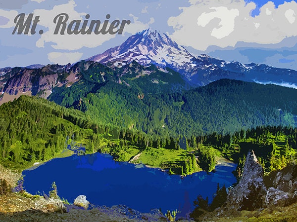 Mt. Rainier National Park Poster Travel Art Print Home Decor (ZB10)