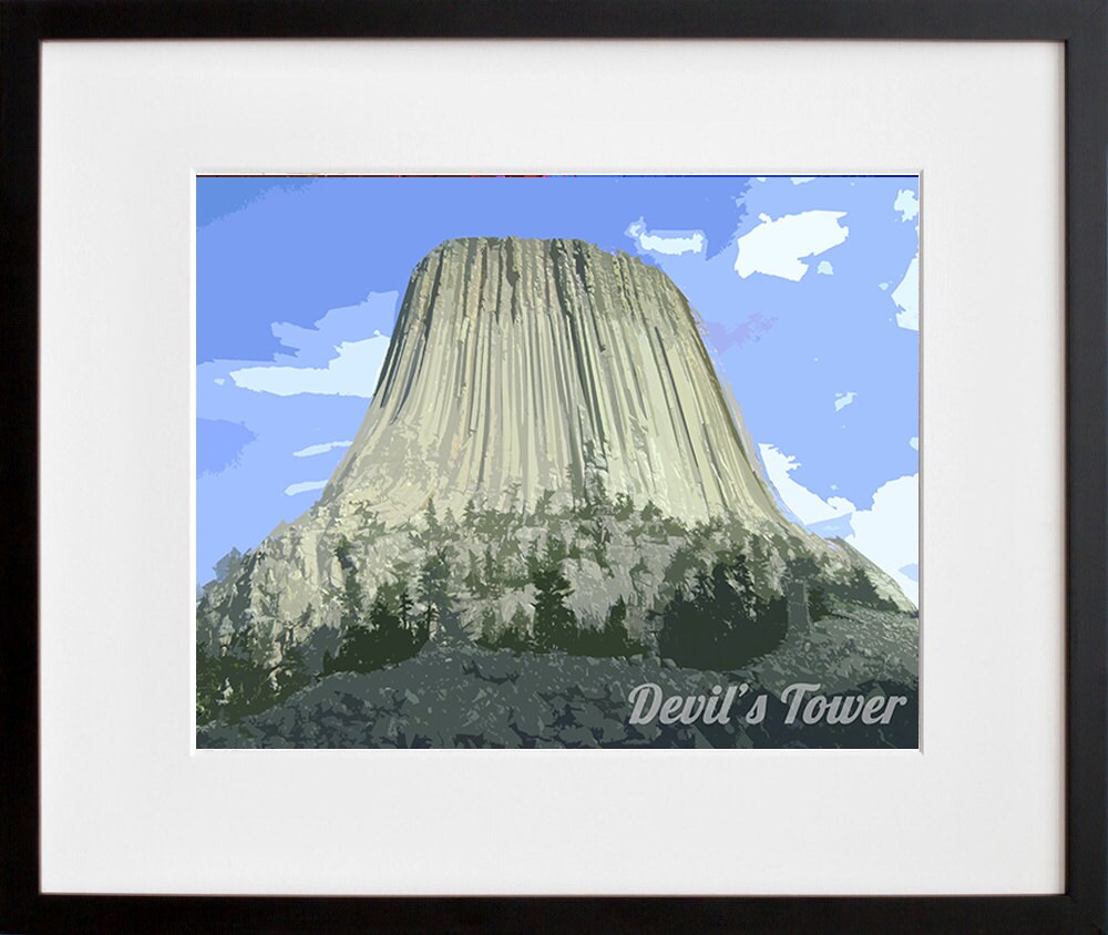 Devil's Tower National Park Poster Wyoming Travel Art Print Home Decor (ZB14)