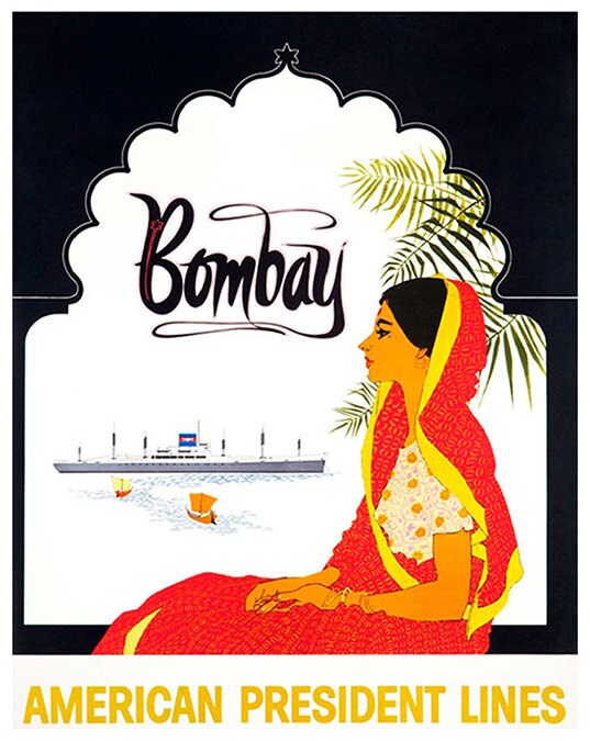 India Travel Poster Bombay Mumbai Art Print Home Decor (ZT388)