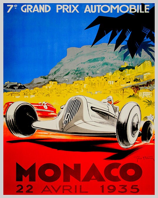 Auto Racing Art Travel Poster Monaco Print Home Decor (ZT353)