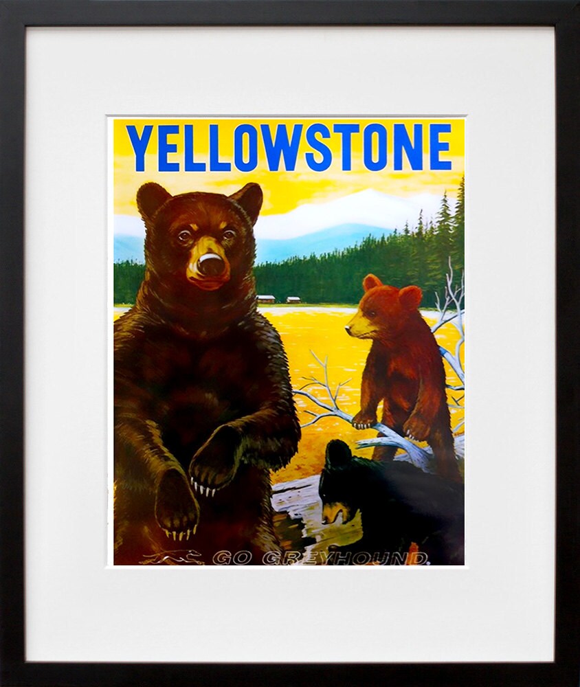 Yellowstone Art Travel Poster Bears Print Home Decor (ZT366)