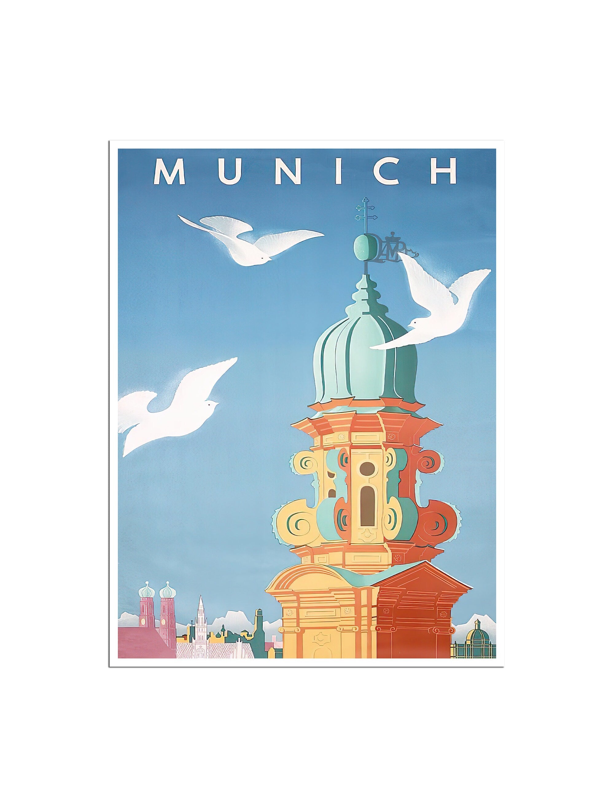 Munich Travel Poster Vintage German Art Germany Decor Print (H1564)