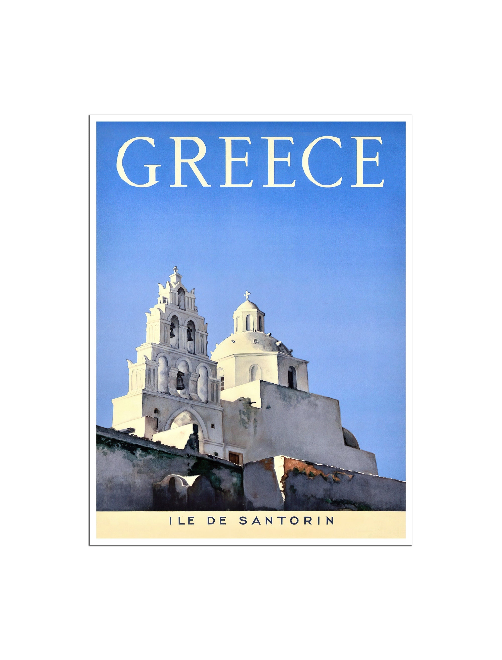 Santorini Travel Poster Greece Wall Art Print Greek Gift (XR4663)