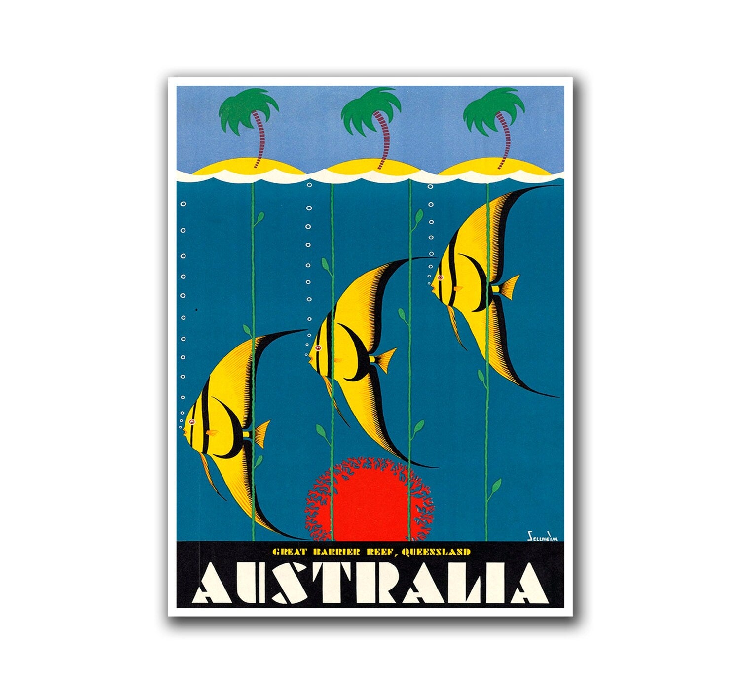 Australia Travel Decor Fishing Poster Art Retro Decor Print (H194)