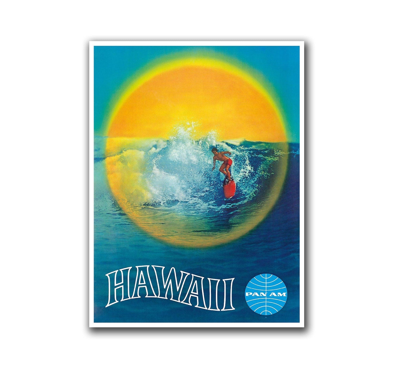 Retro Poster Hawaii Travel Decor Surfing Art Retro Decor Print (H81)