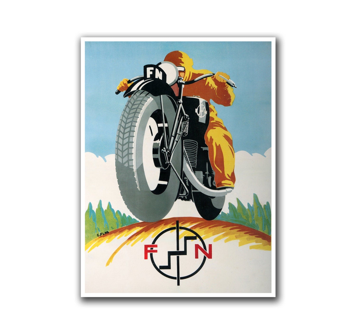 Motorcycle Poster Retro Art Sports Decor Print (H18)