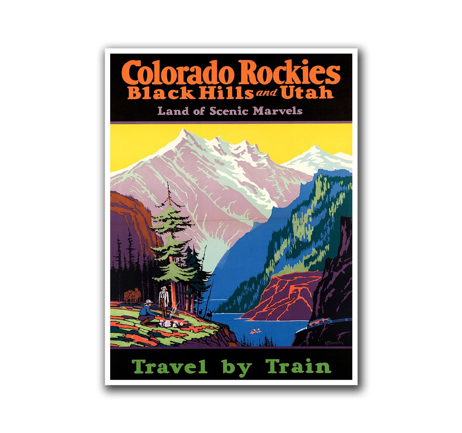 National Parks Art Colorado Rockies Poster Retro Print Home Decor (H171)