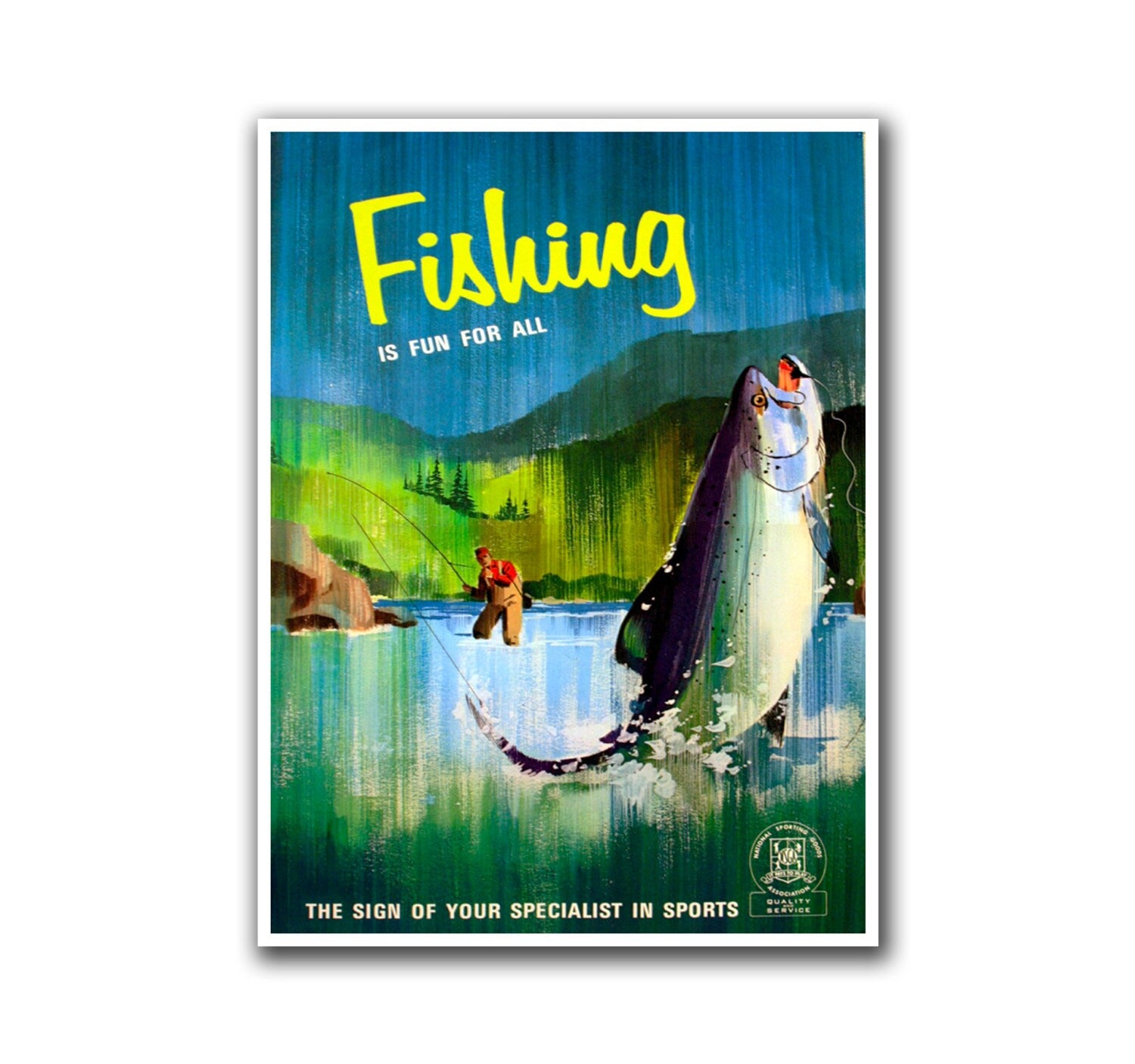 Fishing Art Vintage Sports Print Man Cave Poster (H25)