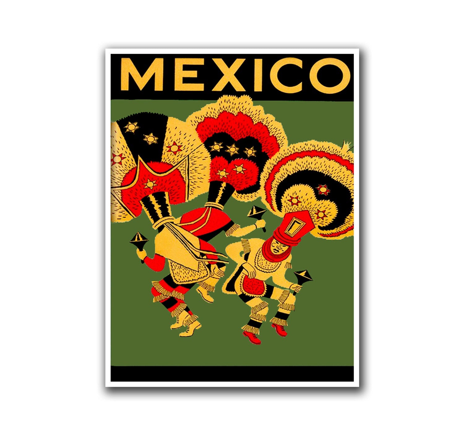 Travel Poster Mexico Retro Art Dancing Decor Print (H141)