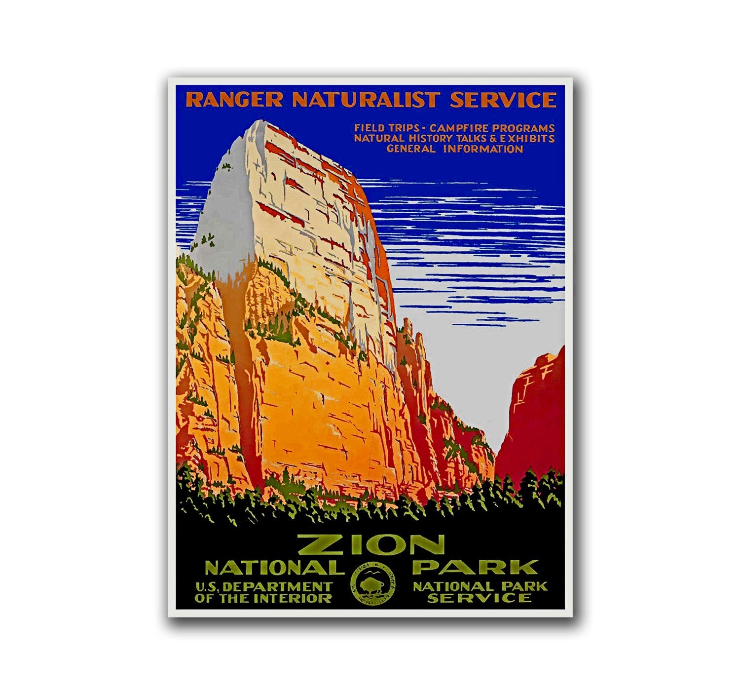 National Parks Poster Art Zion Retro Print Home Decor (H169)