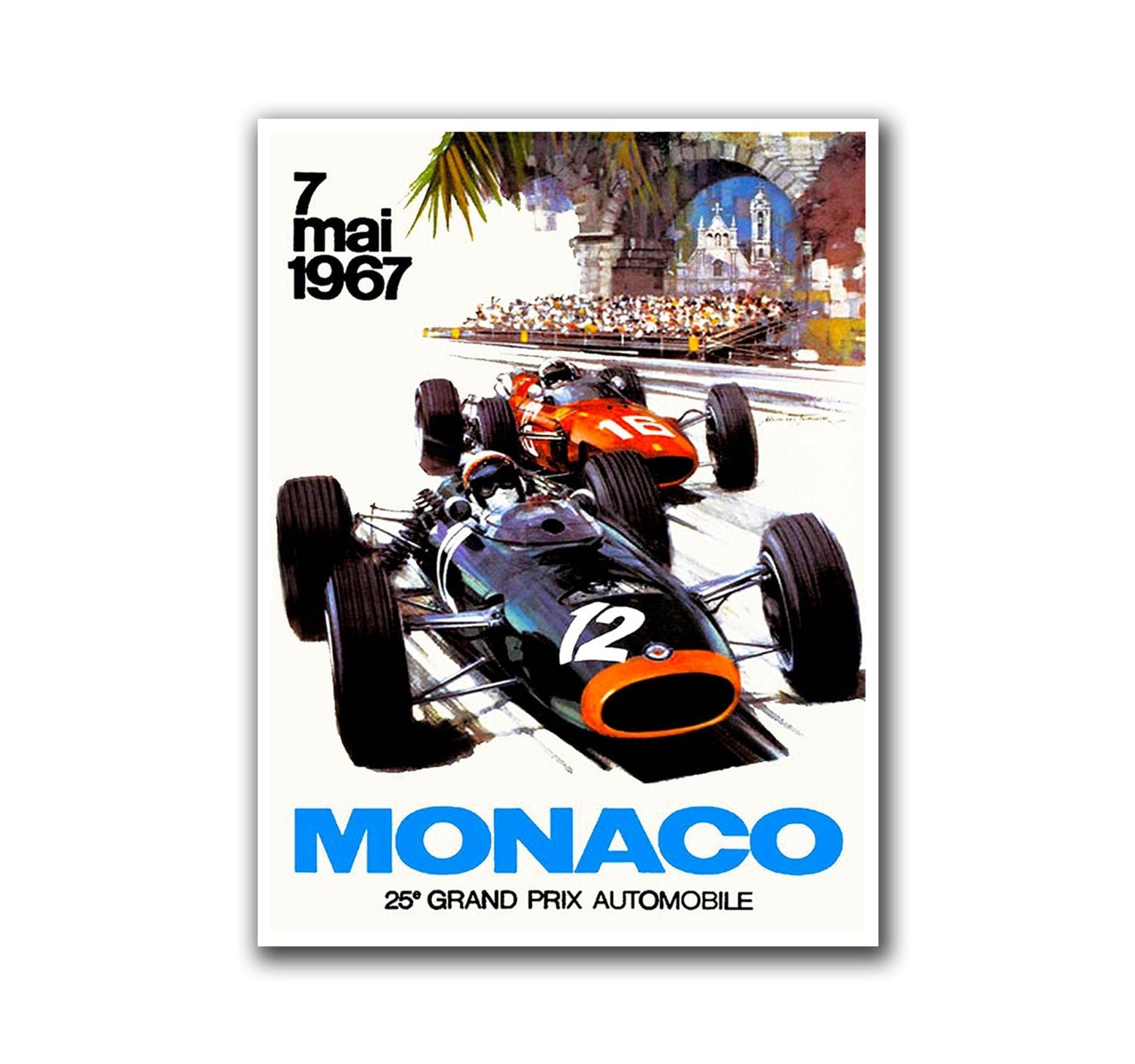 Monaco Travel Art Race Car Poster Sports Decor Art Retro Decor Print (H59)