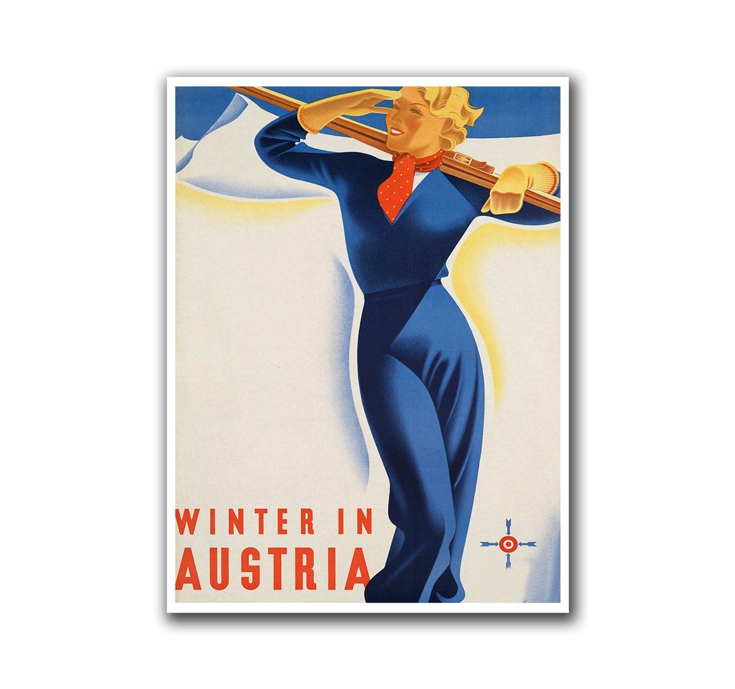 Ski Decor Travel Poster Skiing Art Retro Print (H187)
