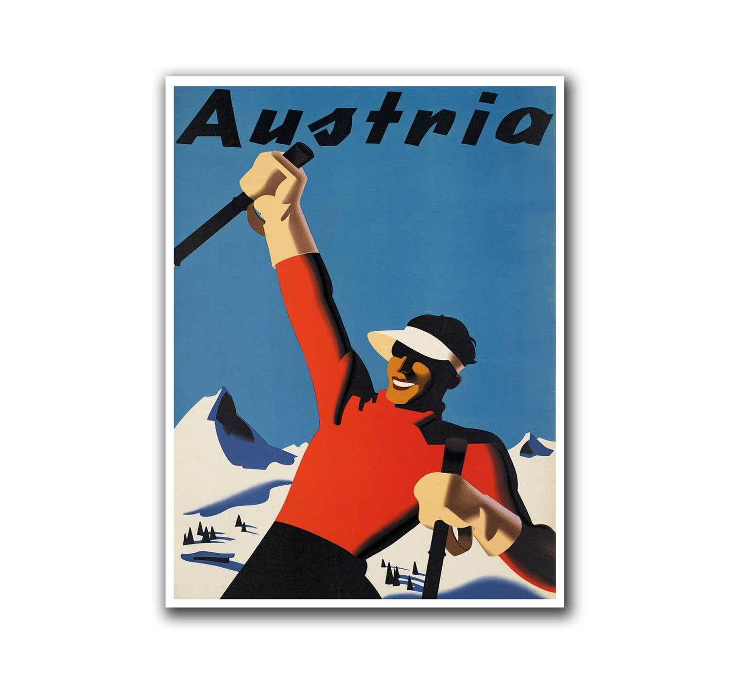 Ski Poster Skiing Decor Travel Art Retro Print (H190)
