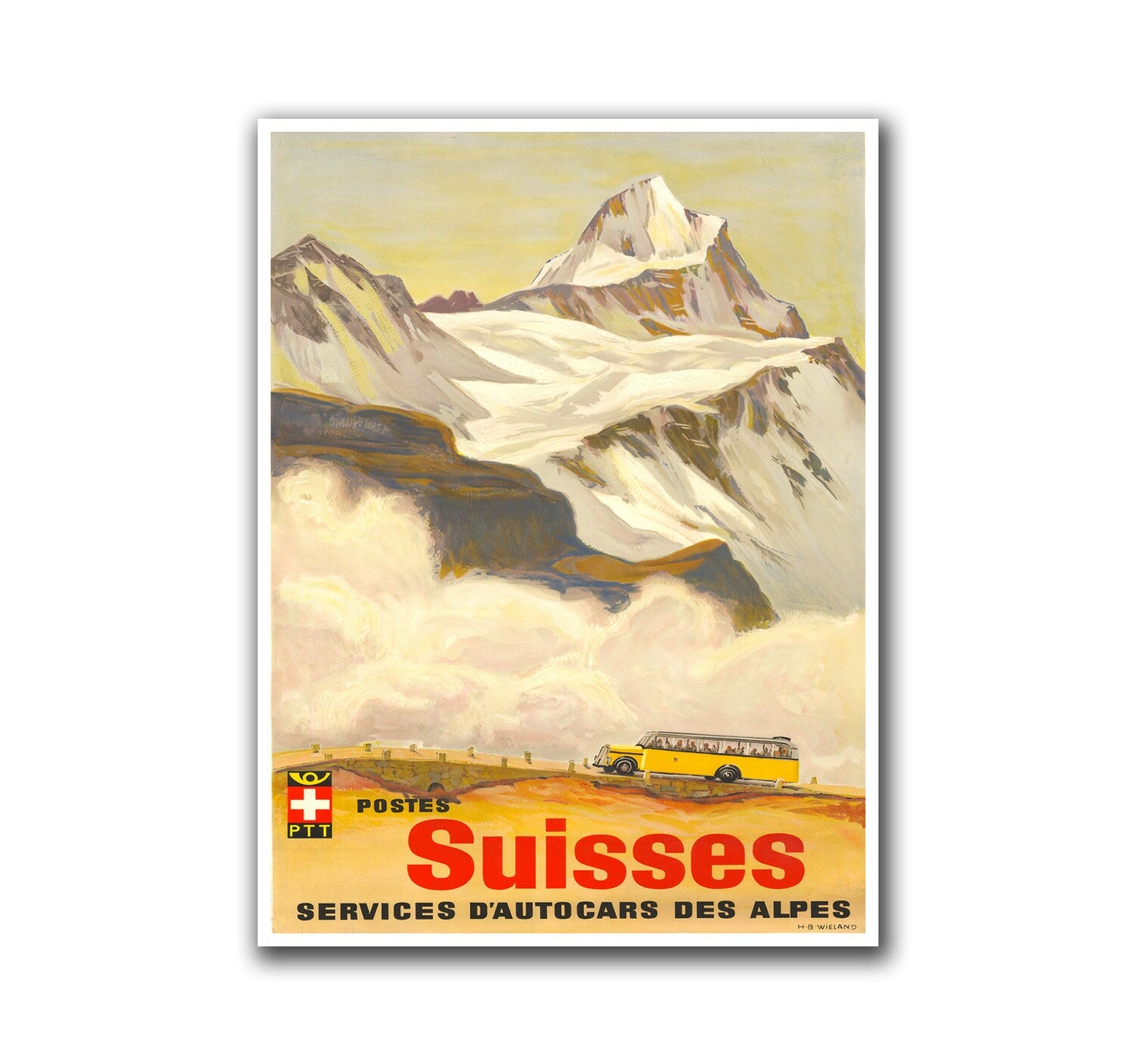 Swiss Ski Poster Travel Art Home Decor Hiking Wall Art Print (H110)