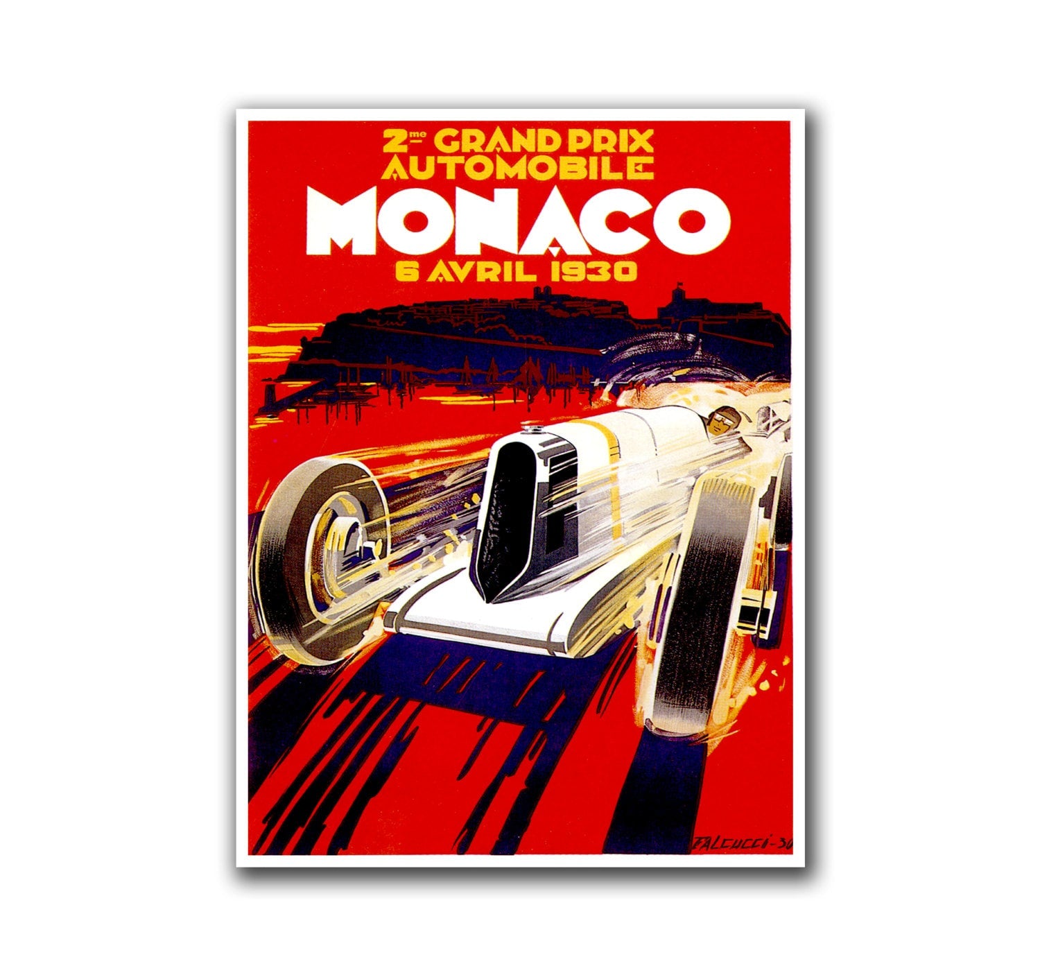 Monaco Art Retro Poster Race Car French Riviera Travel Poster Sports Wall Art Print (H121)