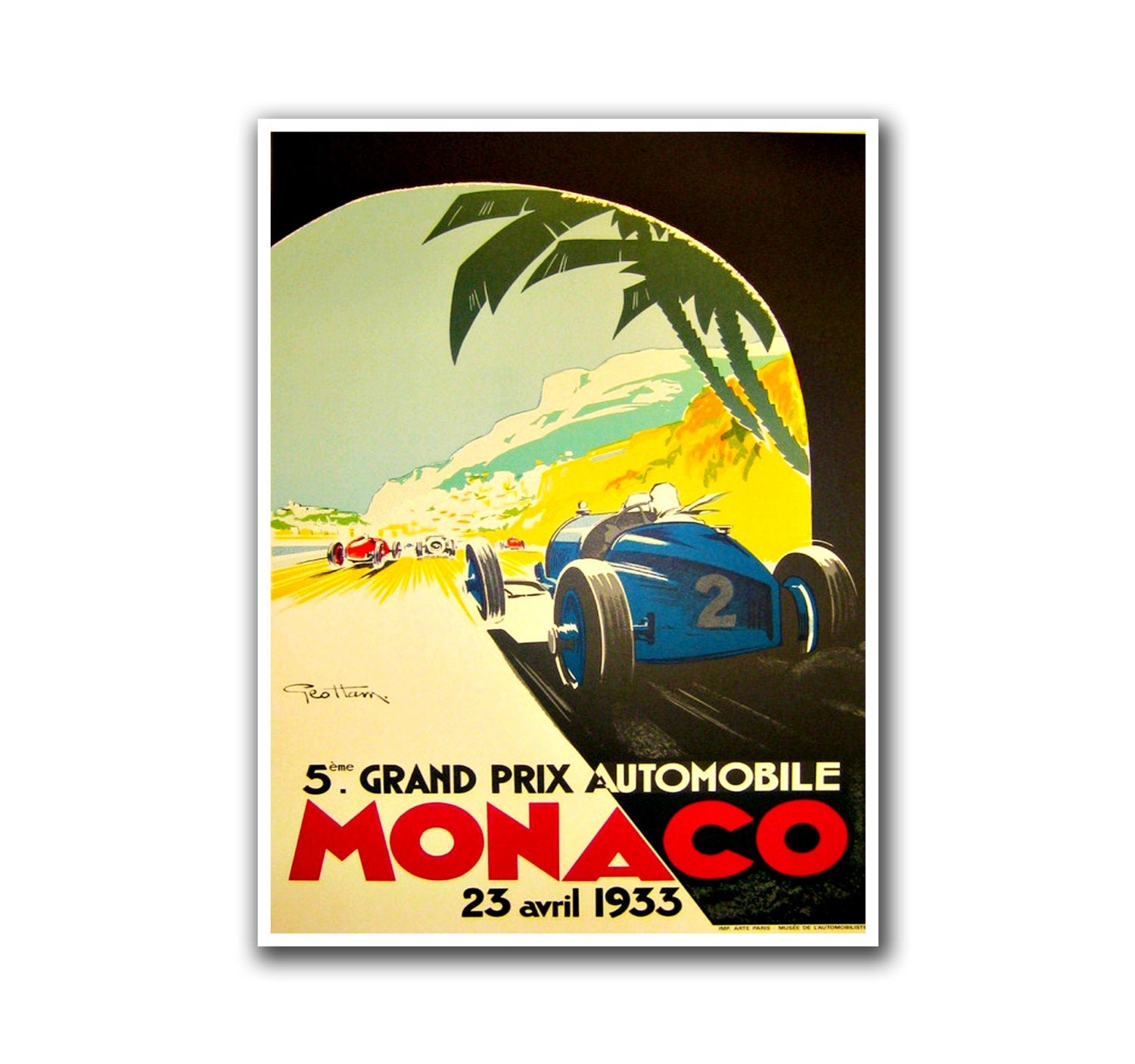 Art Retro Poster Race Car Monaco Travel Poster Sports Wall Art Print (H112)