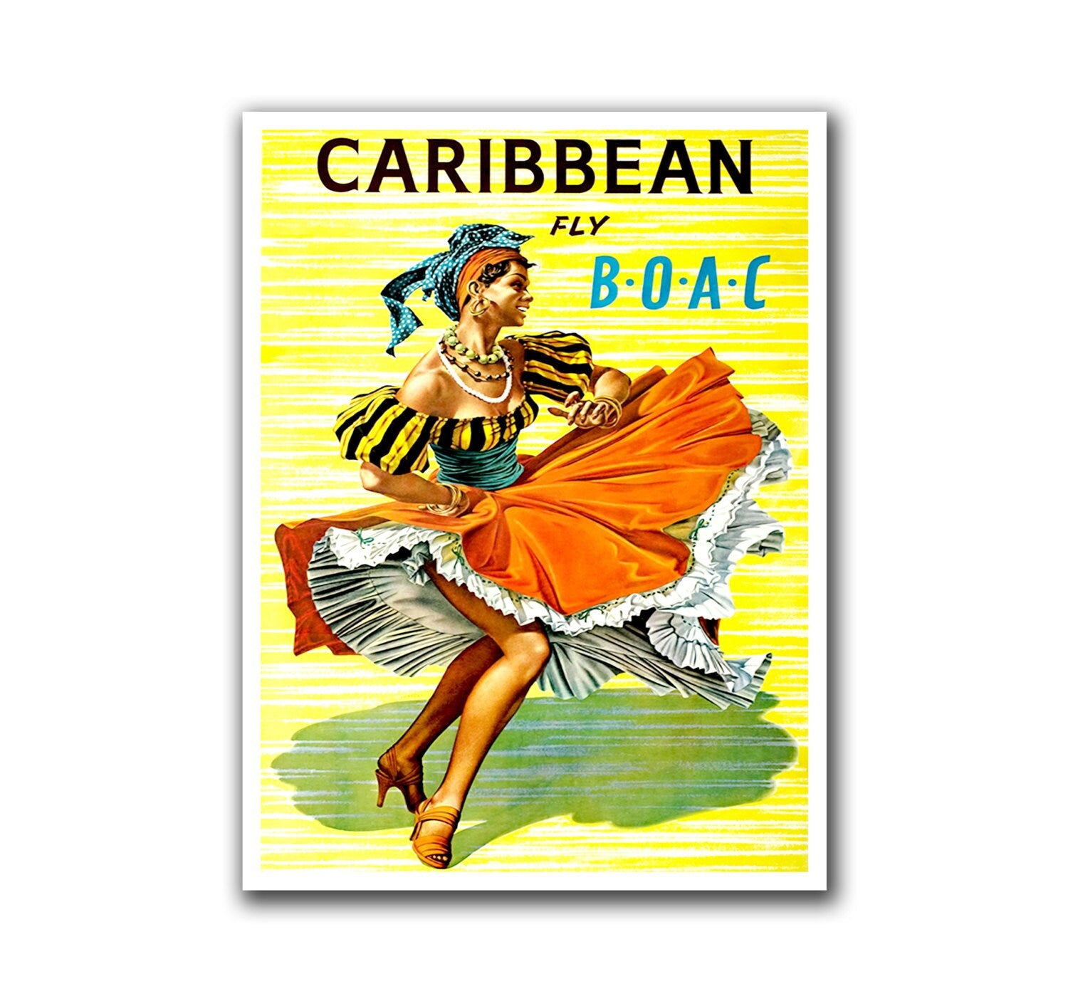 Caribbean Travel Poster Home Decor Dancing Wall Art Print (H155)