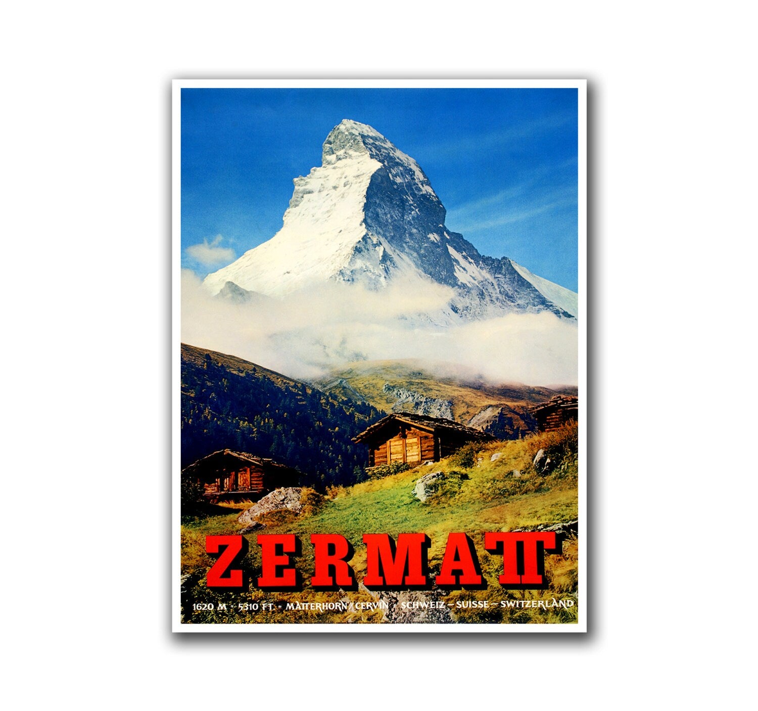 Switzerland Ski Poster Travel Art Swiss Home Decor Hiking Wall Art Print (H124)