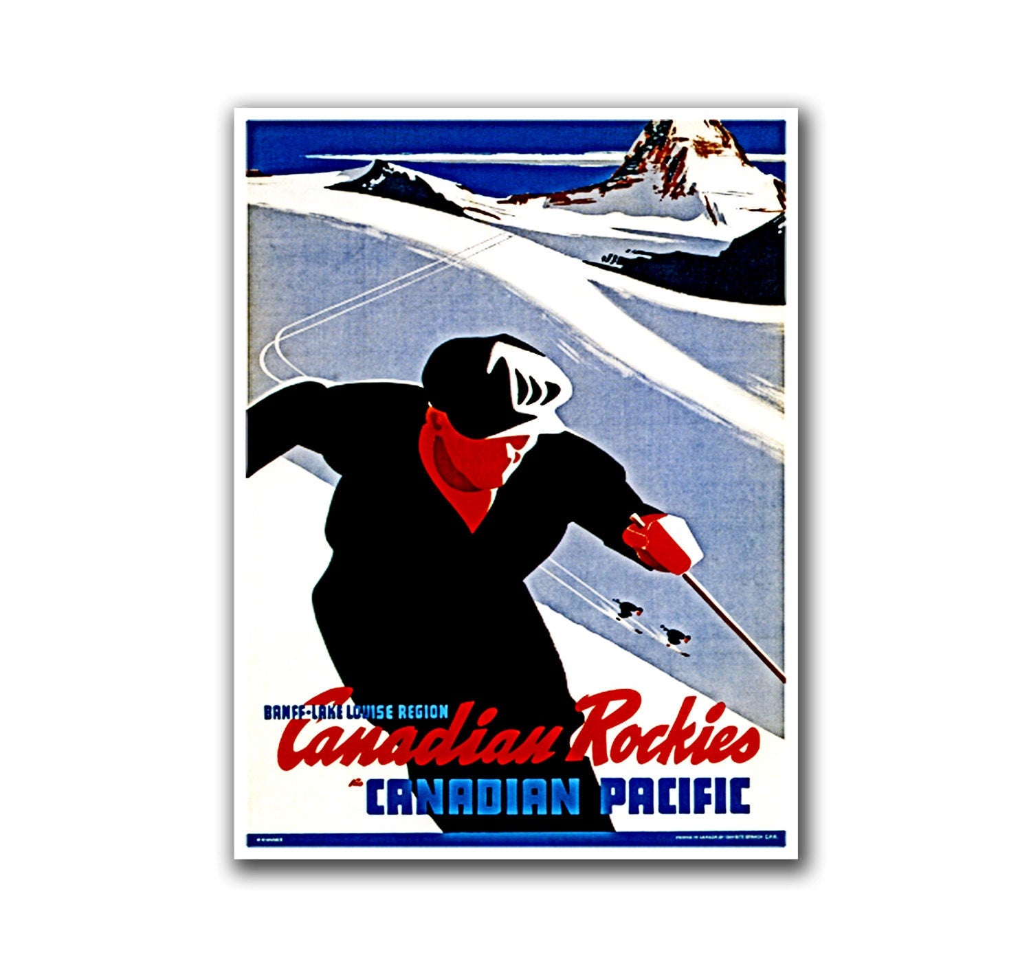 Skiing Sports Art Canada Travel Poster Vintage Ski Print (H199)
