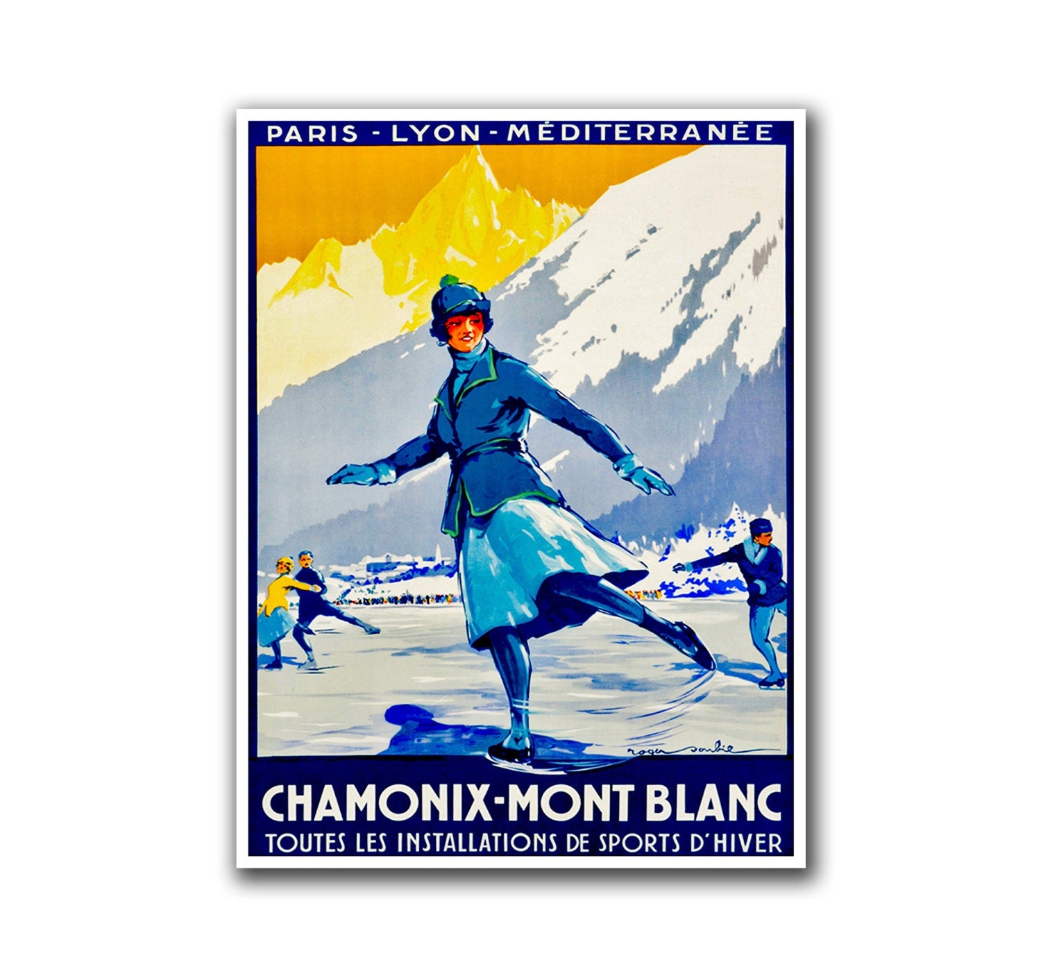 Ski Poster Ice Skating Sports Art France Retro Decor Vintage Print (H184)
