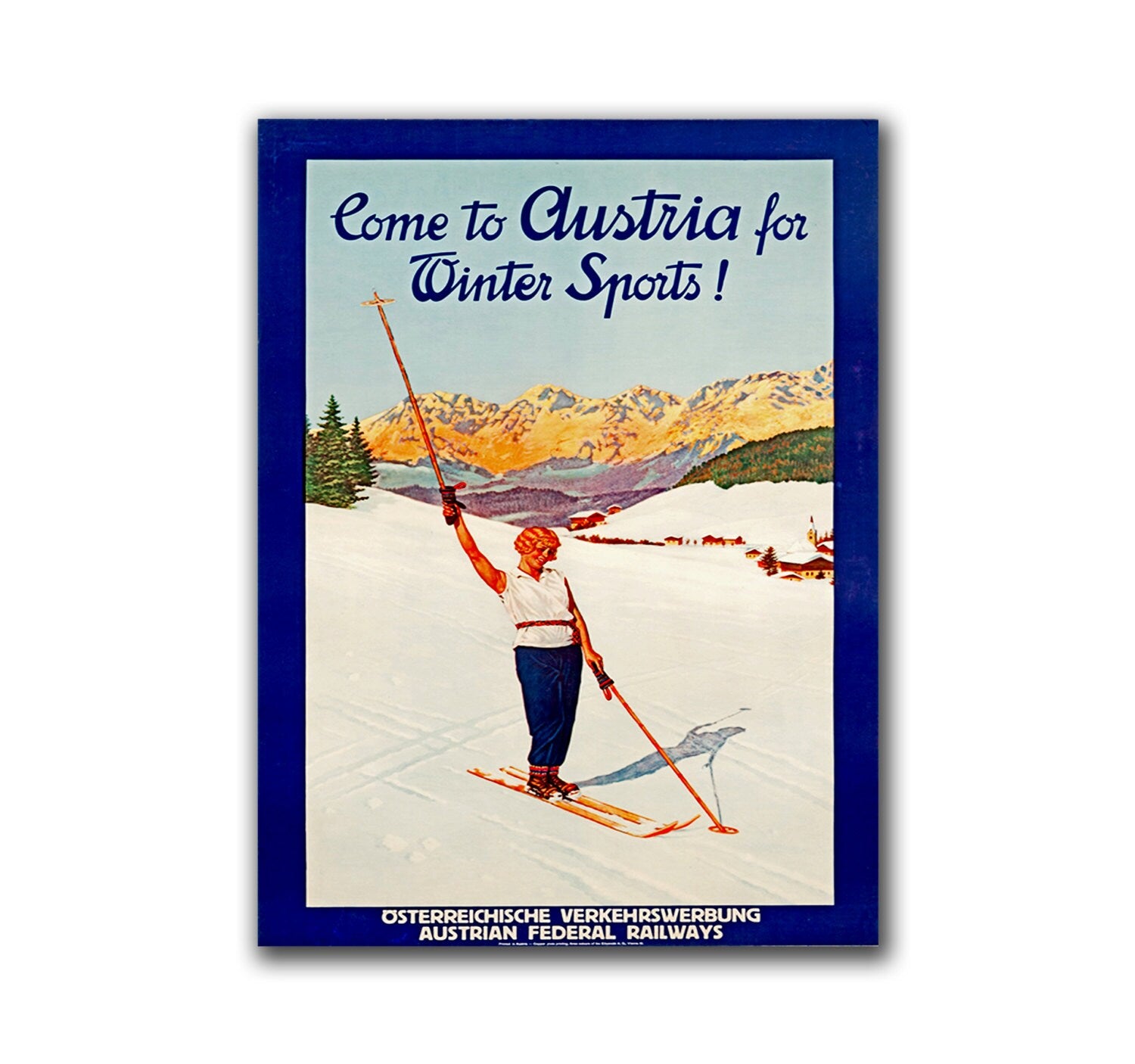 Ski Poster  Sports Art Austria Travel Retro Decor Vintage Print (H193)