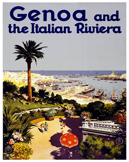 Genoa Italy Retro Poster Italian Art Travel Poster Wall Art Print (XR172)