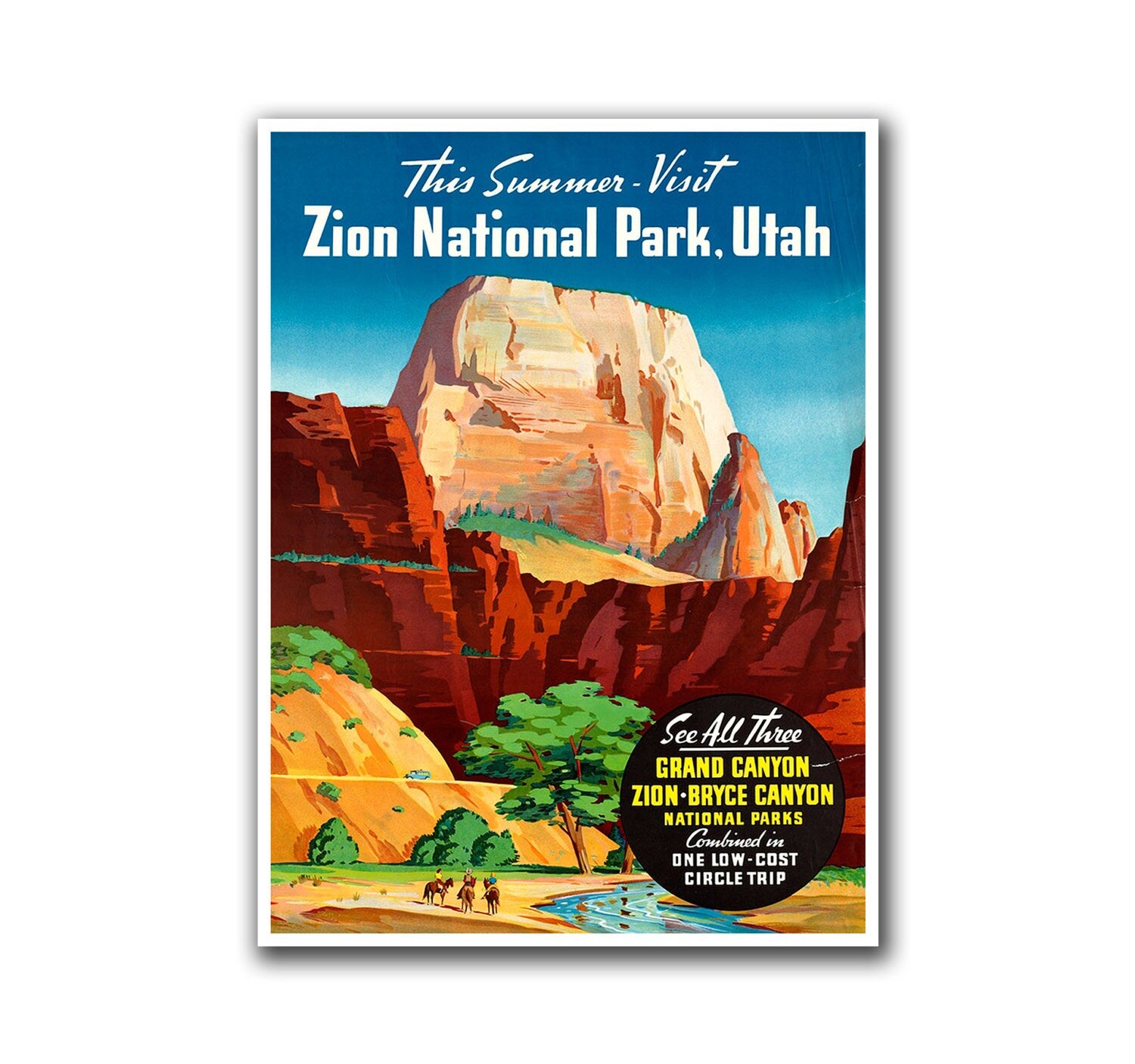 National Parks Art Zion Utah Travel Poster Hunting Art Print Sports Decor (H185)