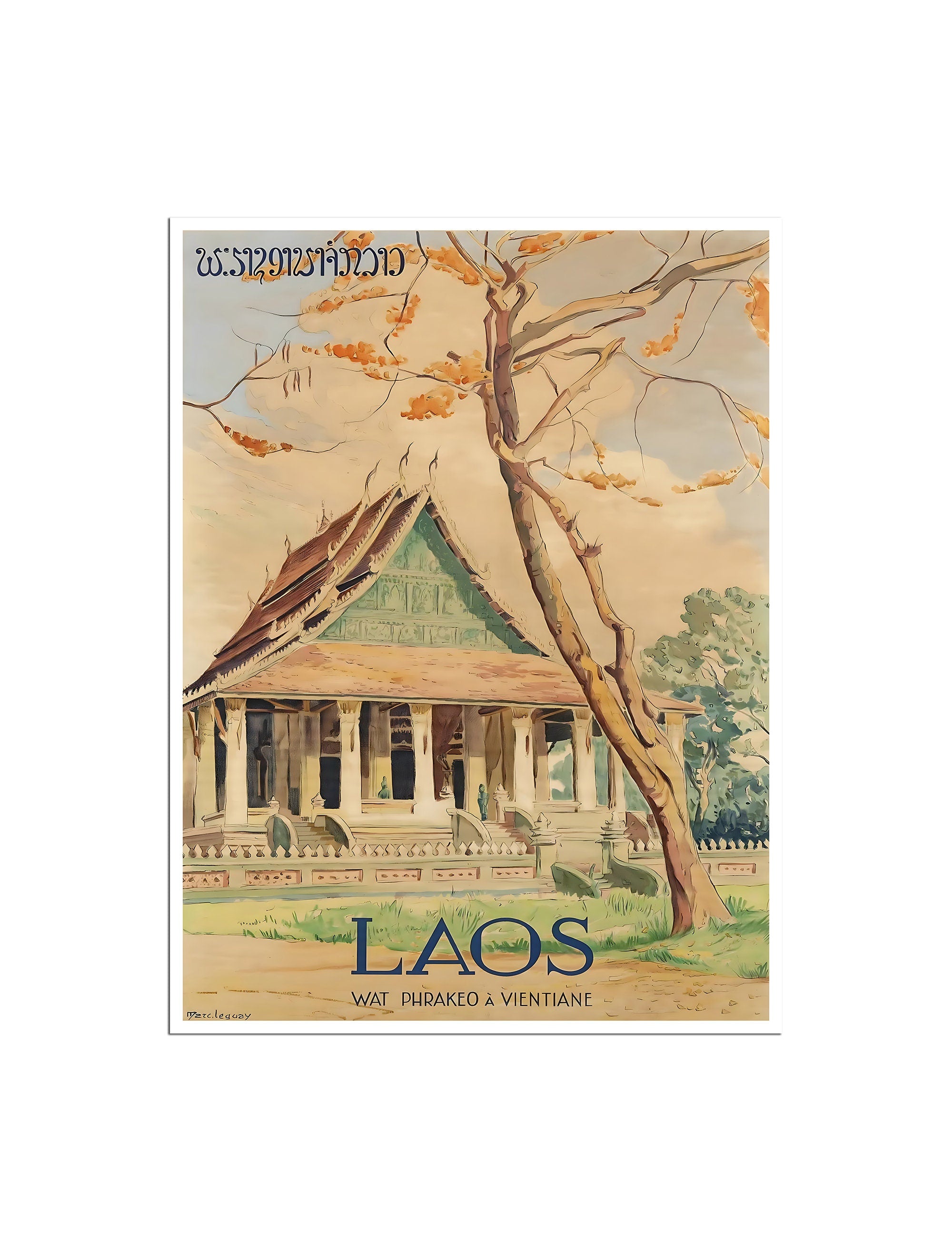 Laos Travel Poster Vintage Loatian Art Retro Asian Print (XR4667)