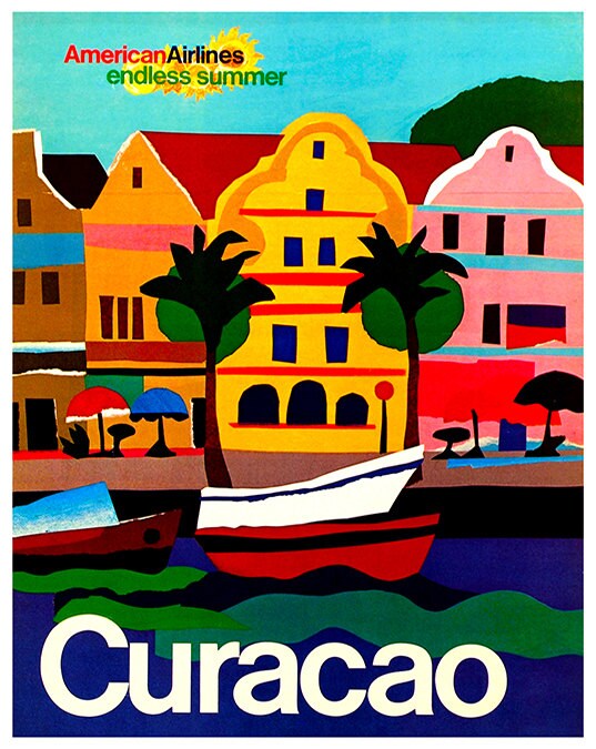 Curacao Art Retro Poster Art Travel Poster Wall Art Print (ZT499)