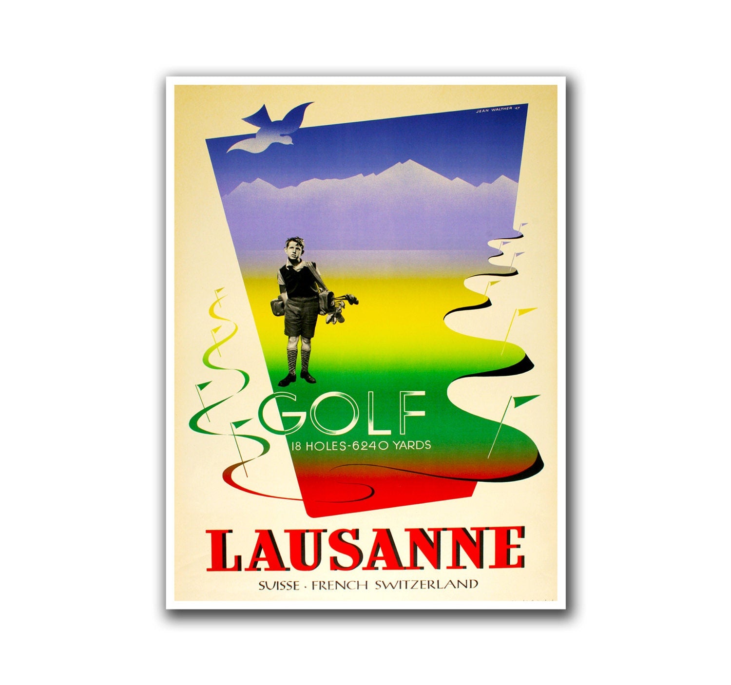 Swiss Travel Poster Wall Art Golf Print Sports Decor (H151)