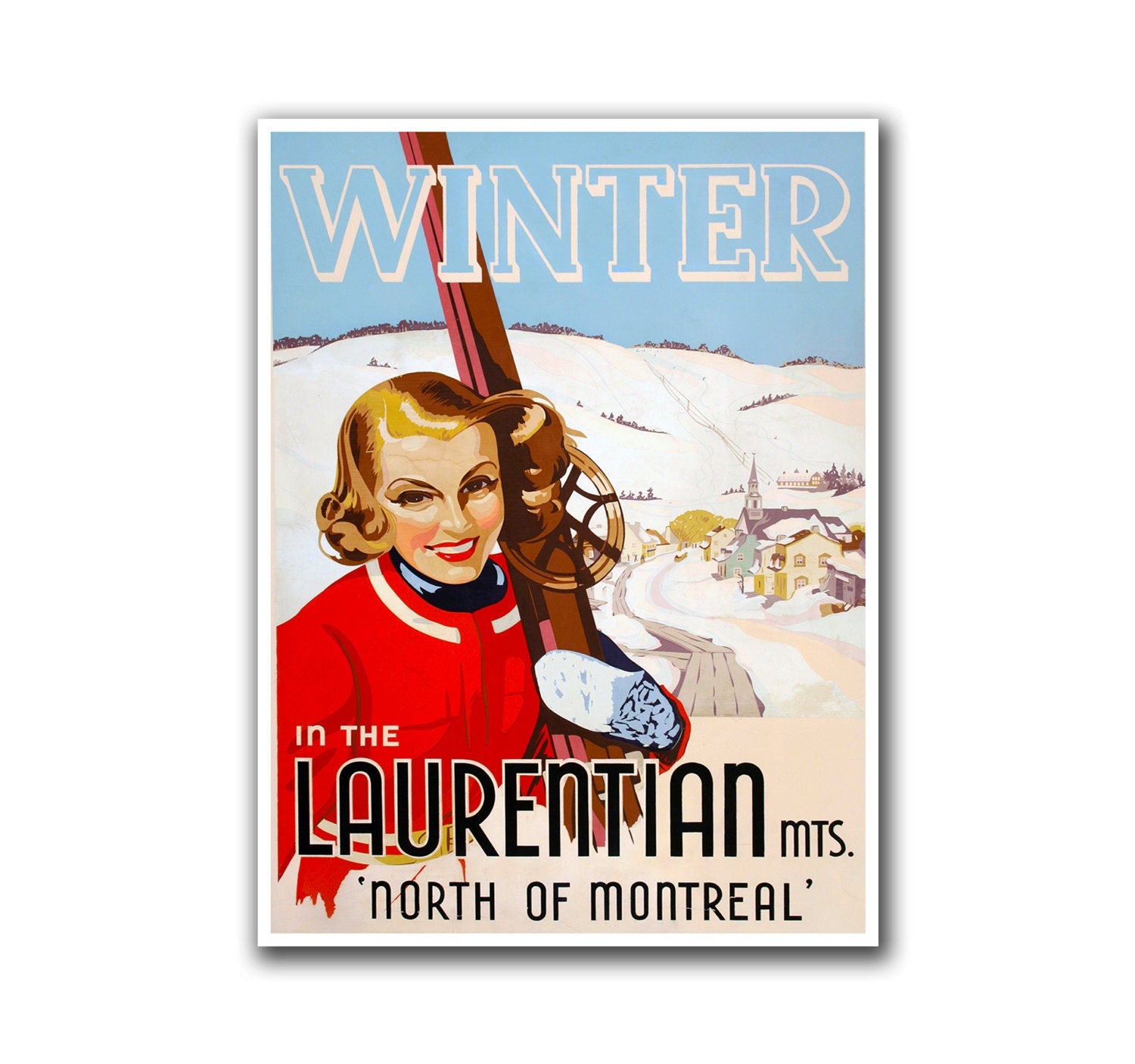 Vintage Ski Poster Canada Travel Art Print Montreal (H15)