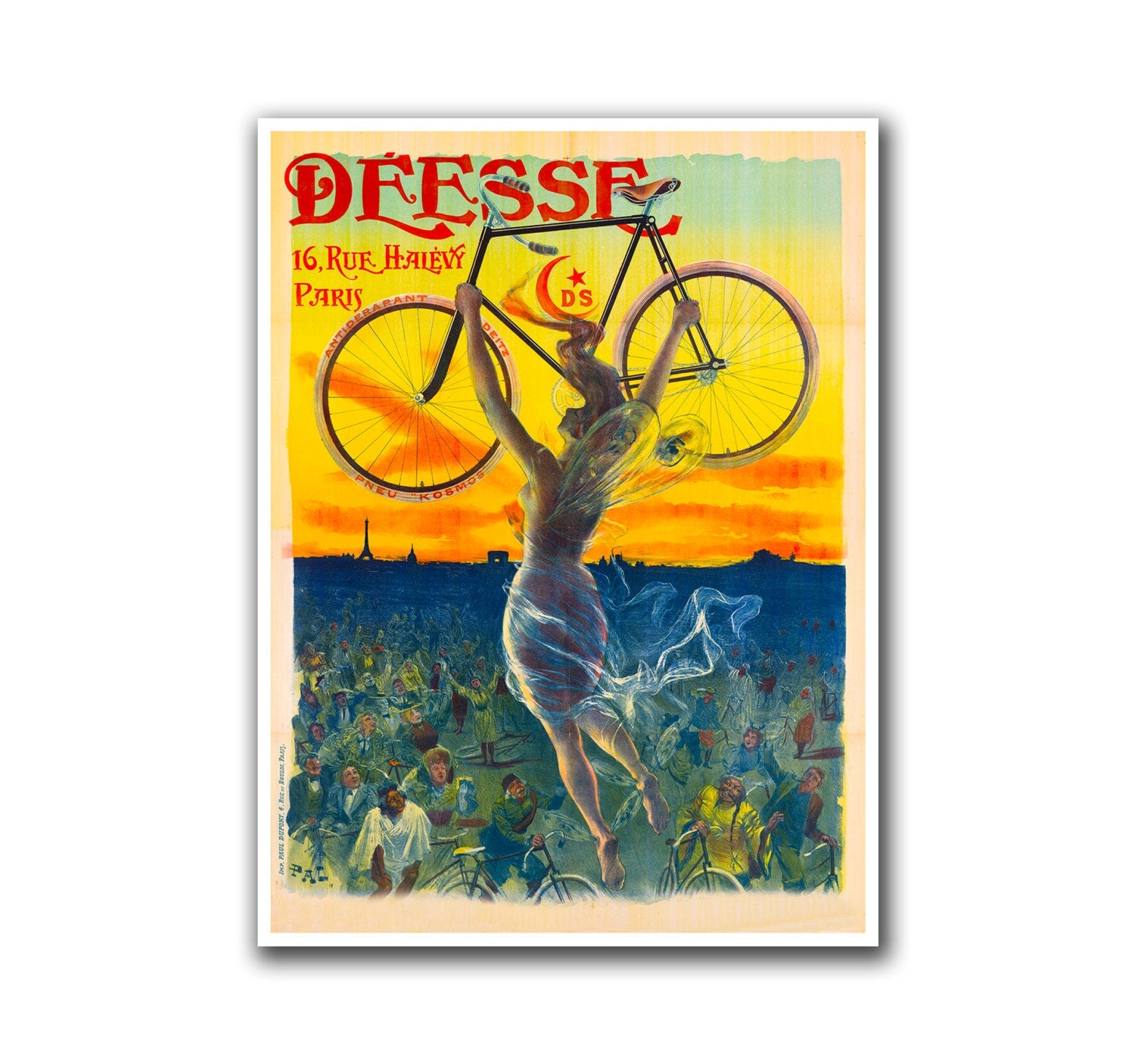 Biking Poster Vintage Cycling Decor Bicycle Art (H225)