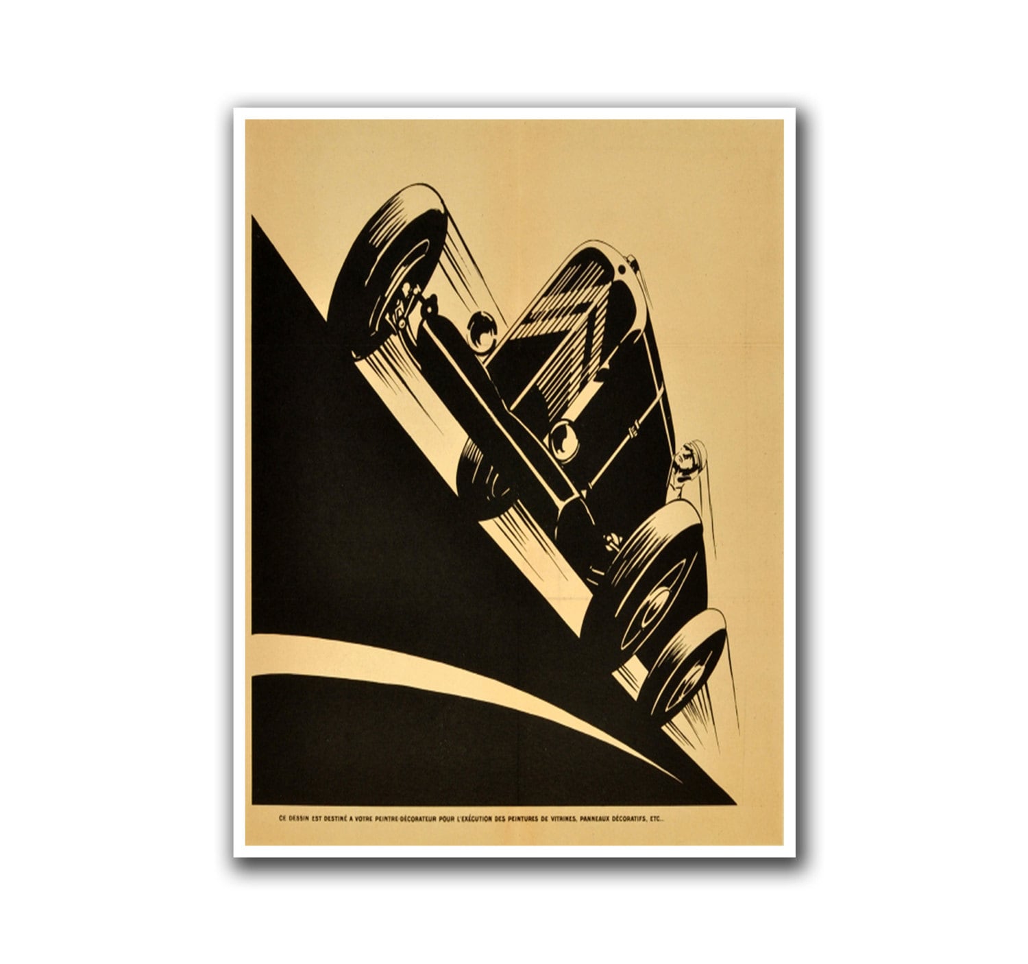 Vintage Race Car Art Deco Print Motorsports Poster (H63)
