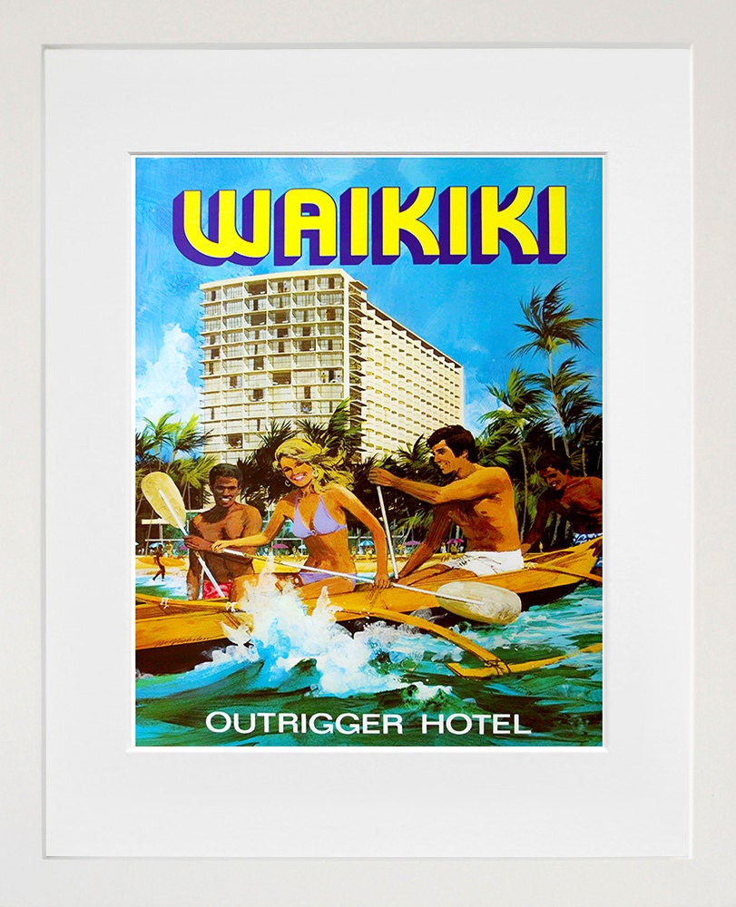 Waikiki Hawaii Art Wall Decor Retro Travel Poster  (ZT604)