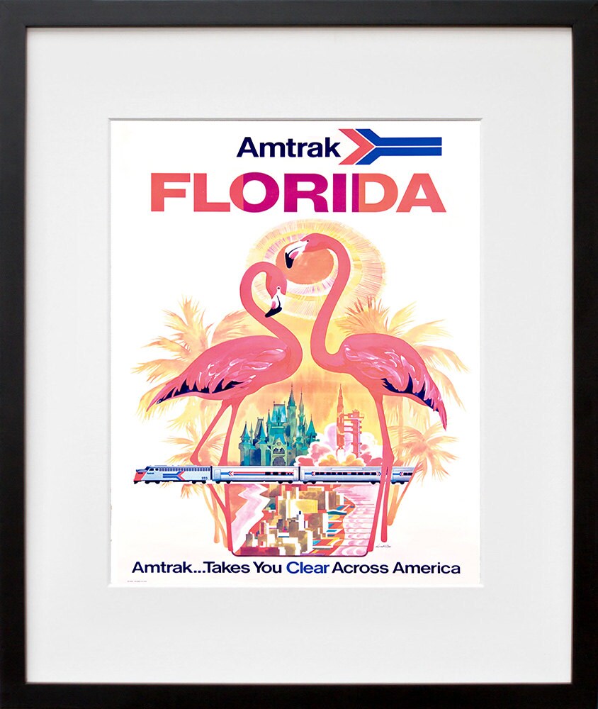 Florida Art Wall Decor Flamingo Retro Travel Poster  (ZT626)