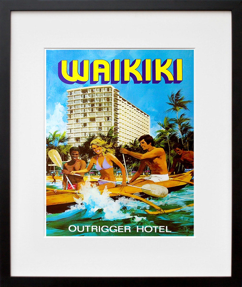 Waikiki Hawaii Art Wall Decor Retro Travel Poster  (ZT604)