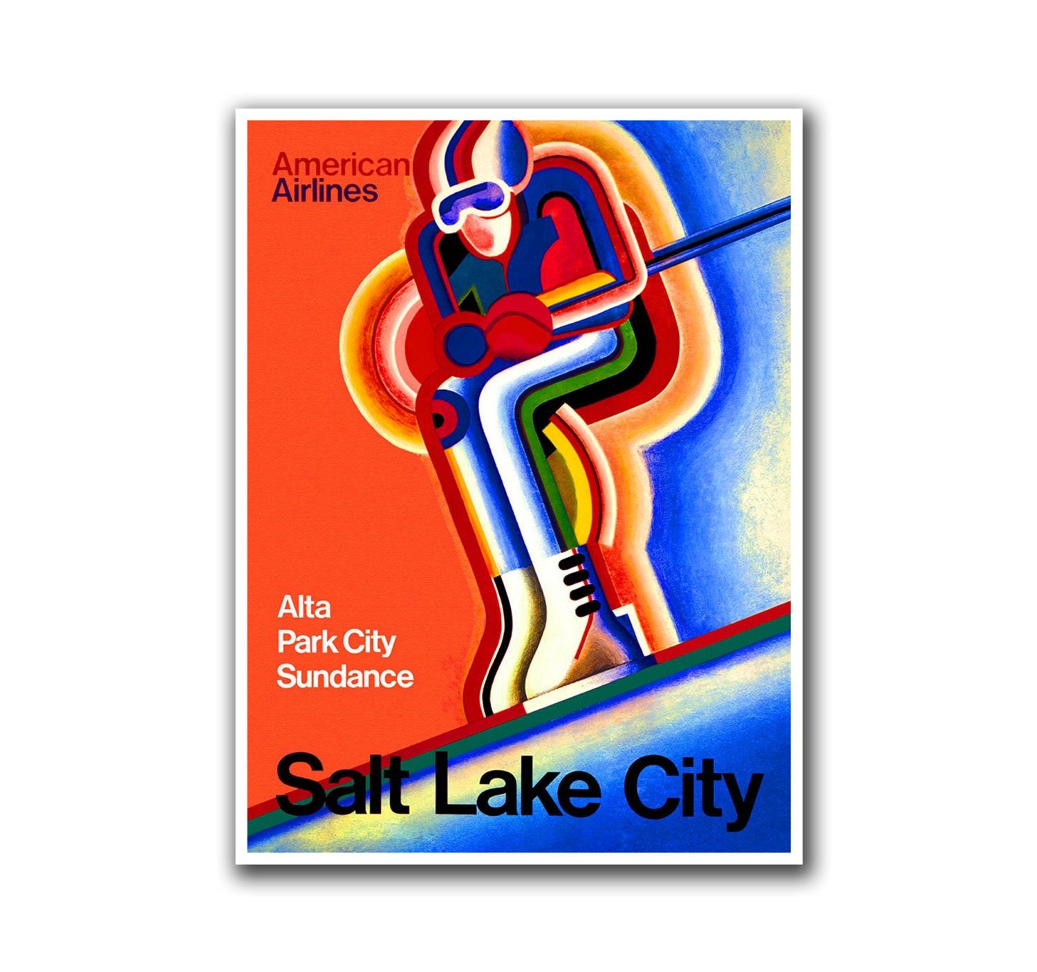 Travel Poster Skiing Art Sports Print Ski Decor (H44)