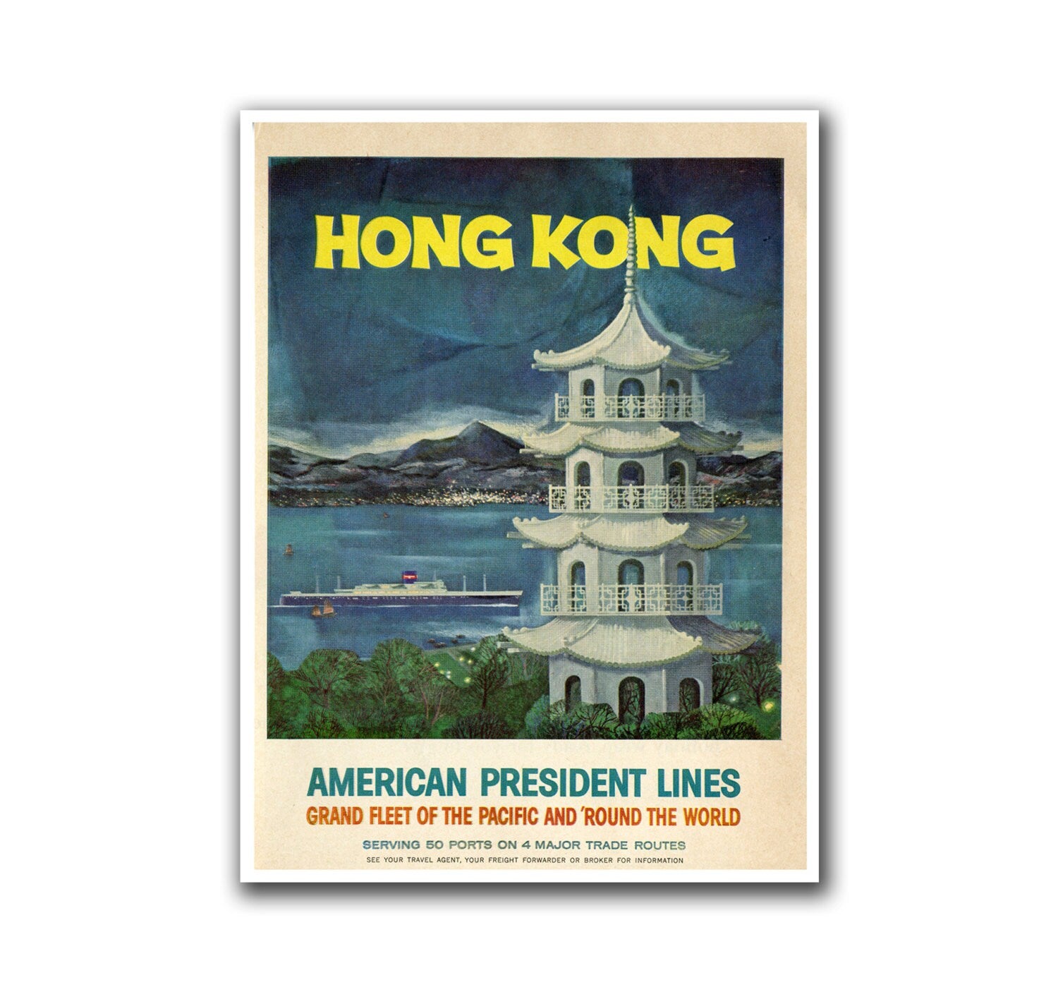 Hong Kong Art Vintage Travel Poster Asian Decor (H226)