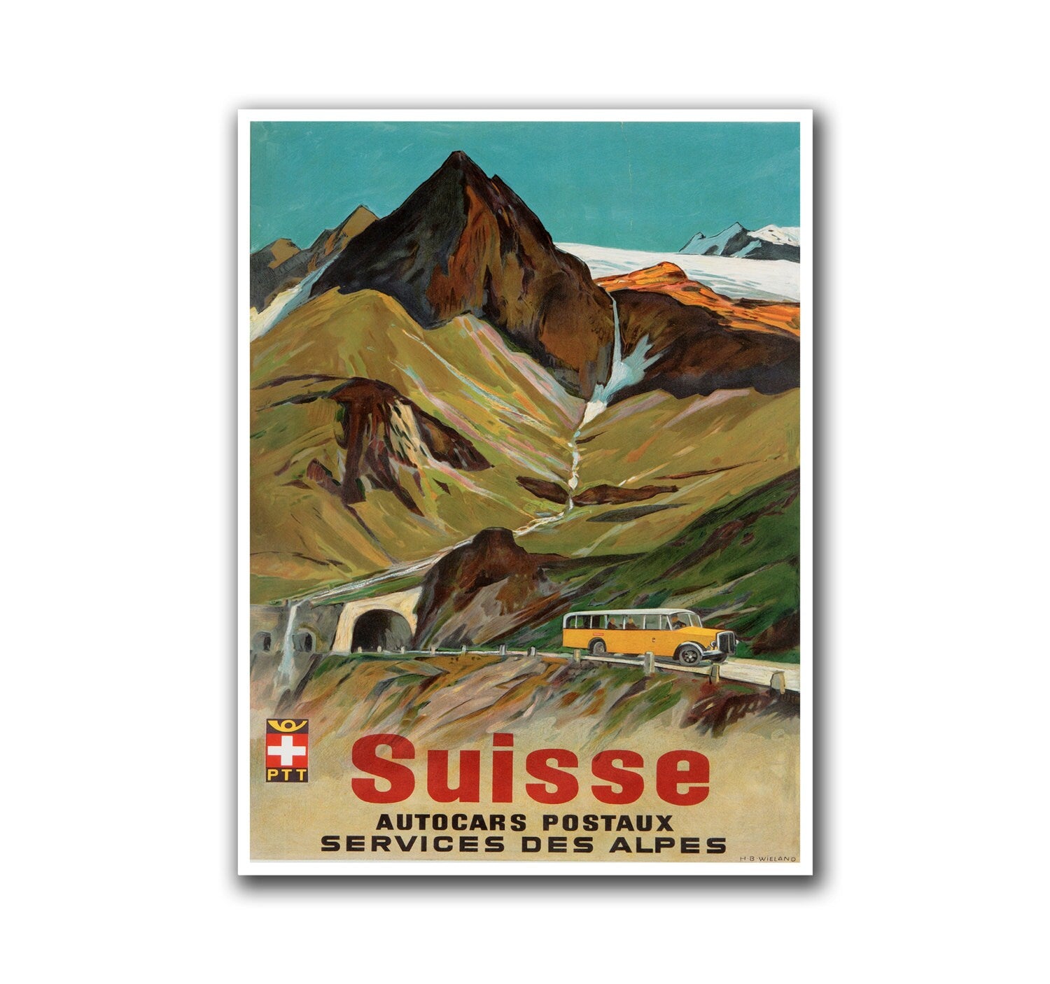 Retro Travel Poster Art Swiss Home Decor Switzerland Vintage Print (H259)