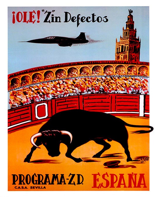 Spain Bullfighting Vintage Travel Poster Wall Art Print (ZT404)