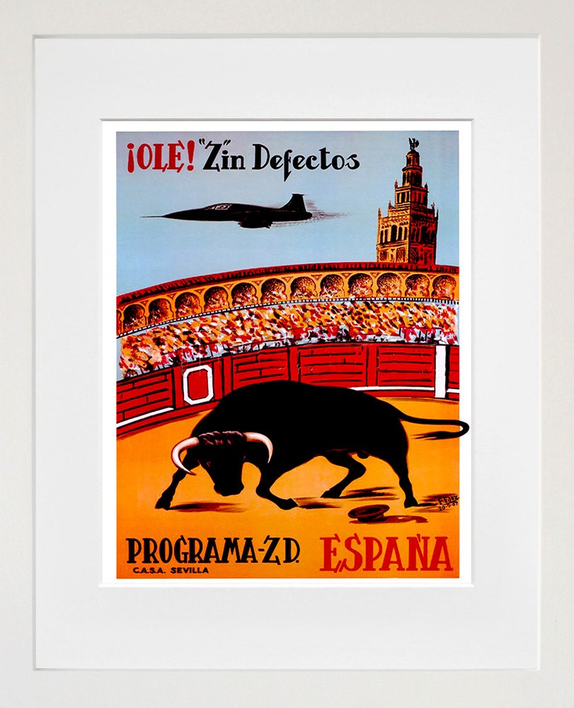 Spain Bullfighting Vintage Travel Poster Wall Art Print (ZT404)