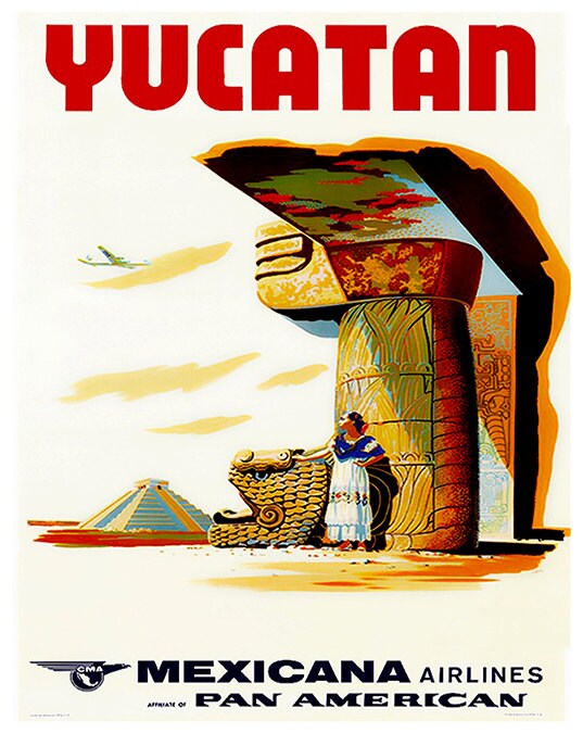 Yucatan Mexico Vintage Travel Poster Wall Art Print (ZT441)