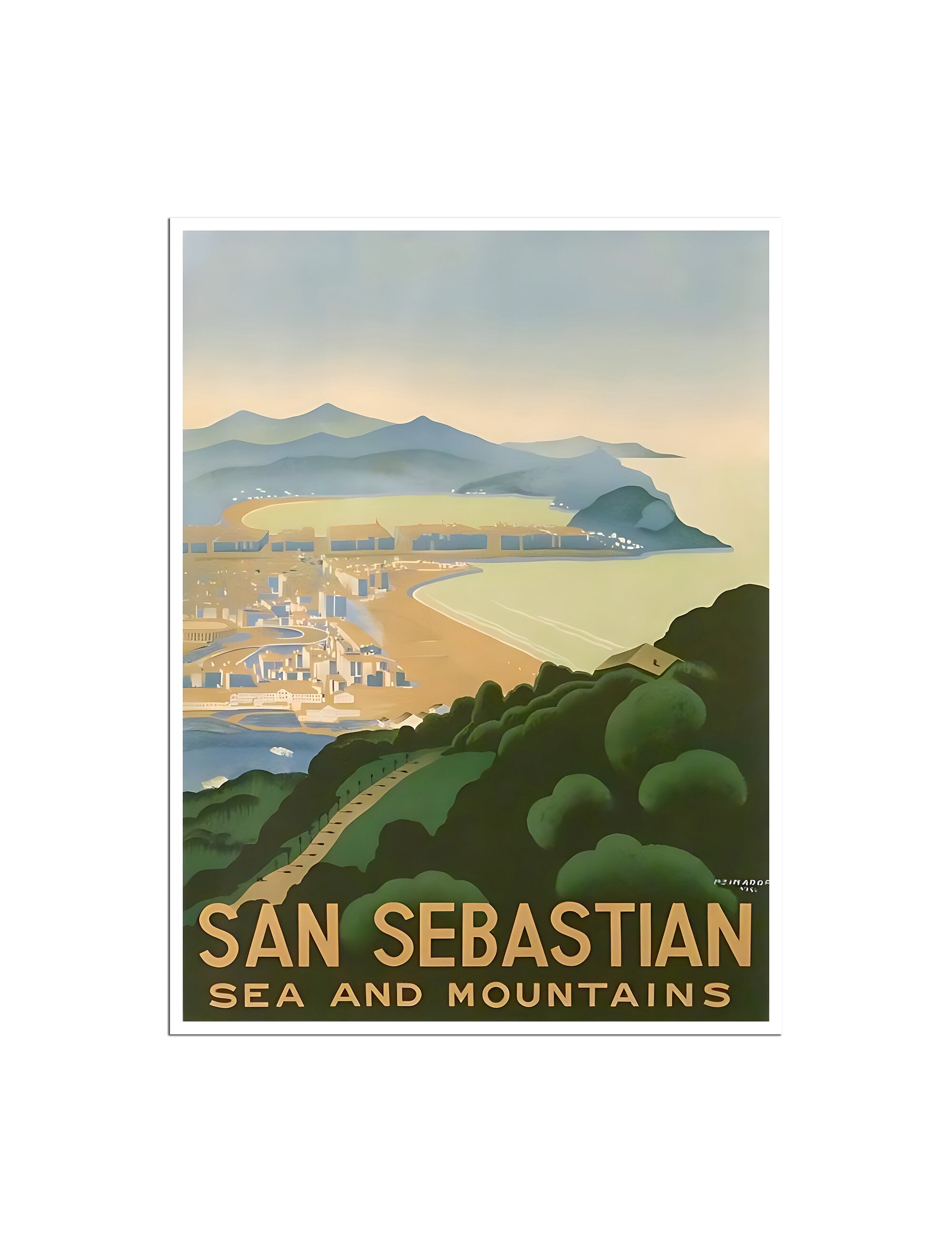 San Sebastian Art Spain Travel Poster Vintage Spanish Print (H1600)