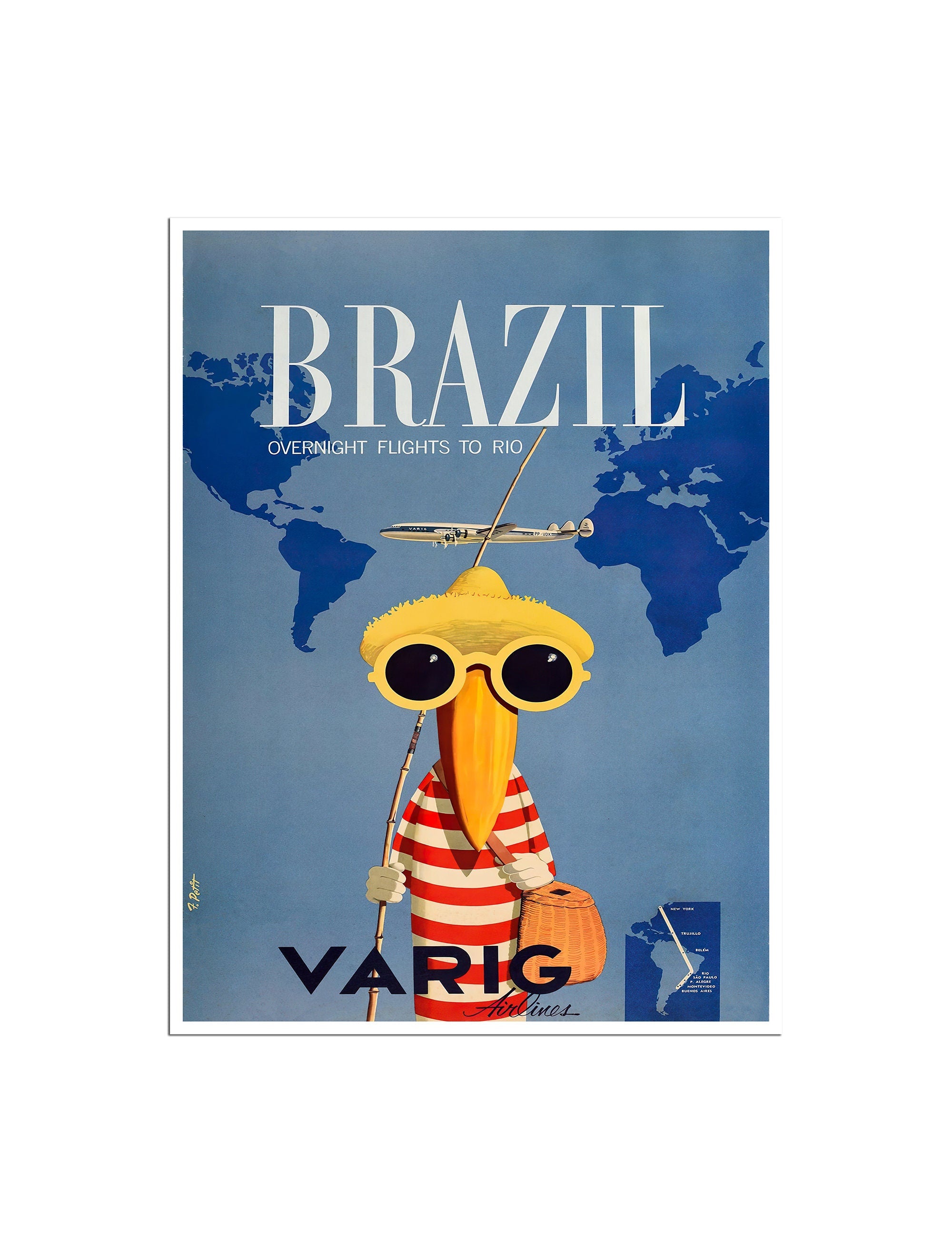 Brazil Travel Poster Rio De Janeiro Wall Art Vintage Print (XR4718)