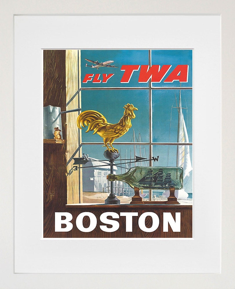 Boston Art Sign Wall Decor Boston Travel Poster Print (XR315)