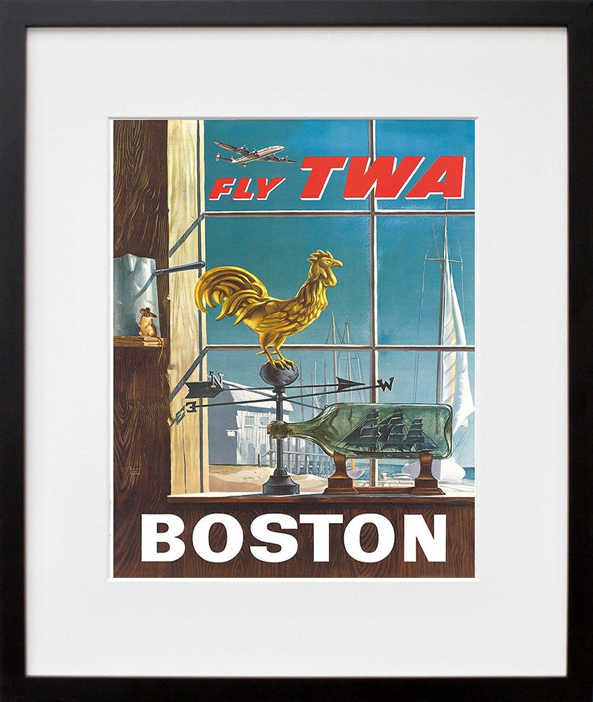 Boston Art Sign Wall Decor Boston Travel Poster Print (XR315)