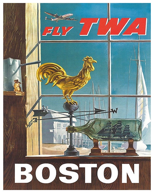 Boston Art Sign Wall Decor Boston Travel Poster Print (XR315)