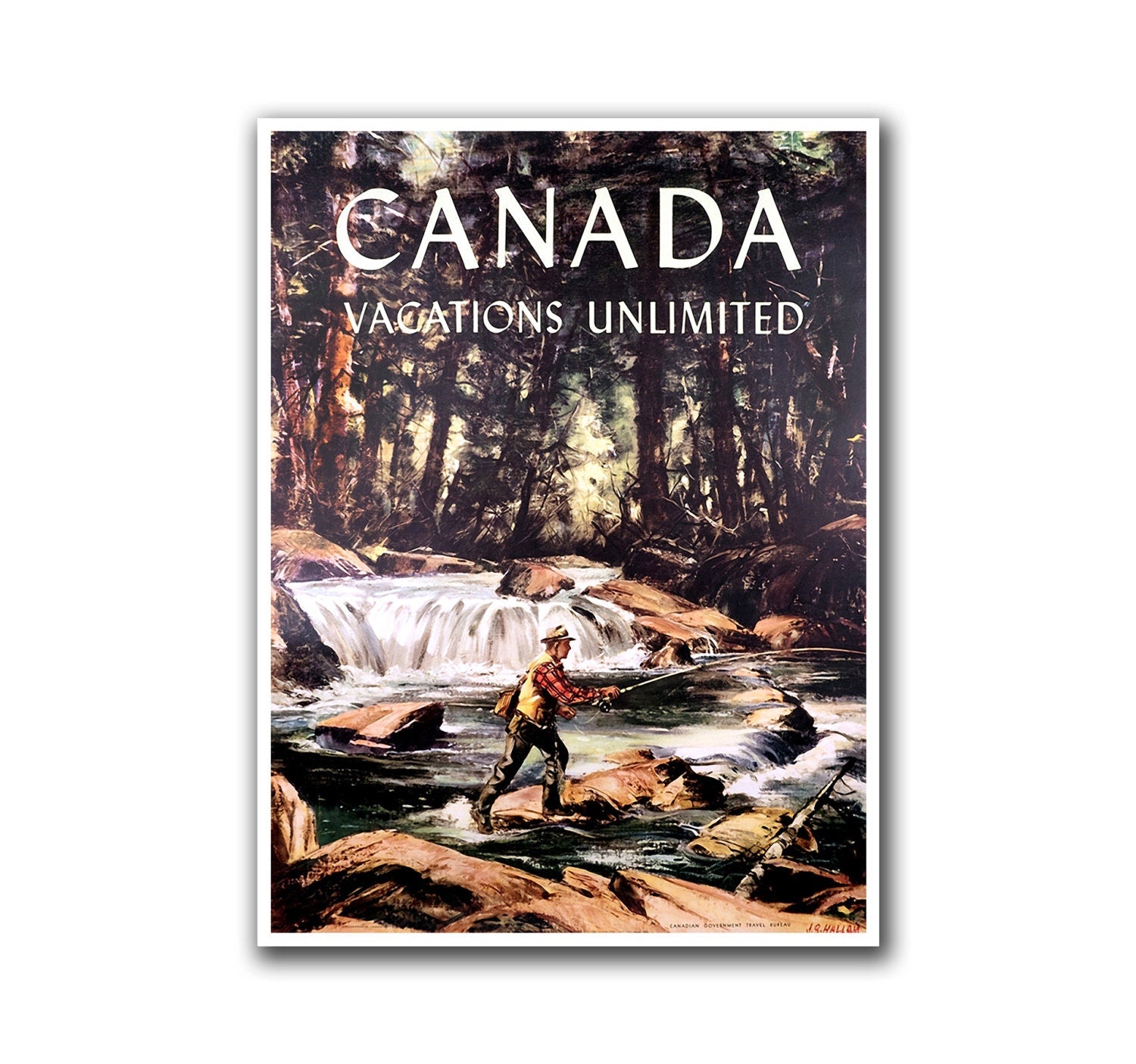 Canada Fishing Travel Poster Wall Art Nature Print (H264)