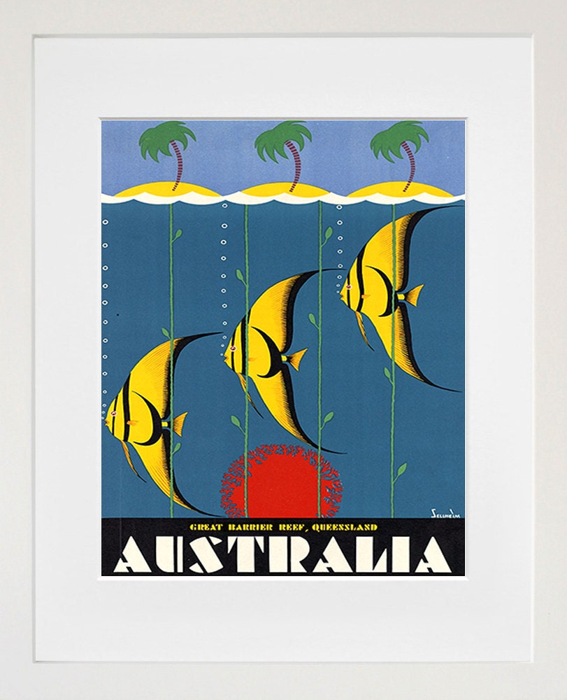 Australia Art Travel Poster Tropical Fish Vintage Sign Retro Print (ZT99)